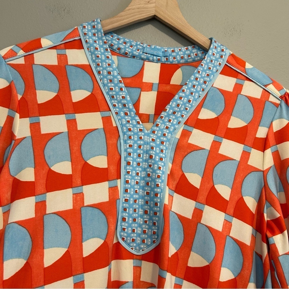 J.McLaughlin Colorful Geometric Retro Boho Shift Summer Dress Small - Picture 5 of 8